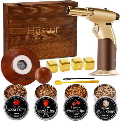 Whiskey Bourbon Gifts for Men - Cocktail Smoker Kit with Torch for Drink- Smoked Old Fashioned Cocktail Kit